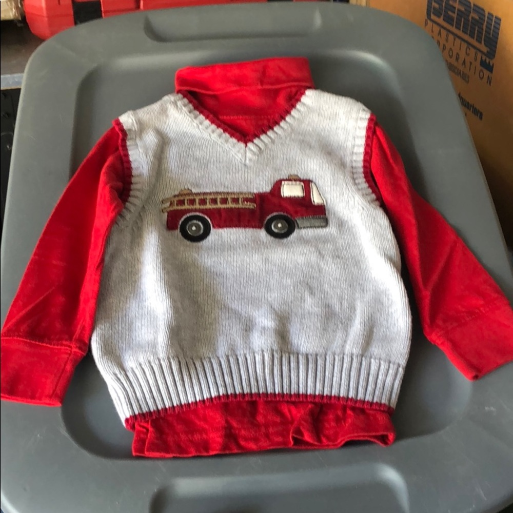 Fire truck vest with turtleneck